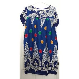 NWOT Polka Dot Leaves Print Dress XL Short Sleeve Round Collar
